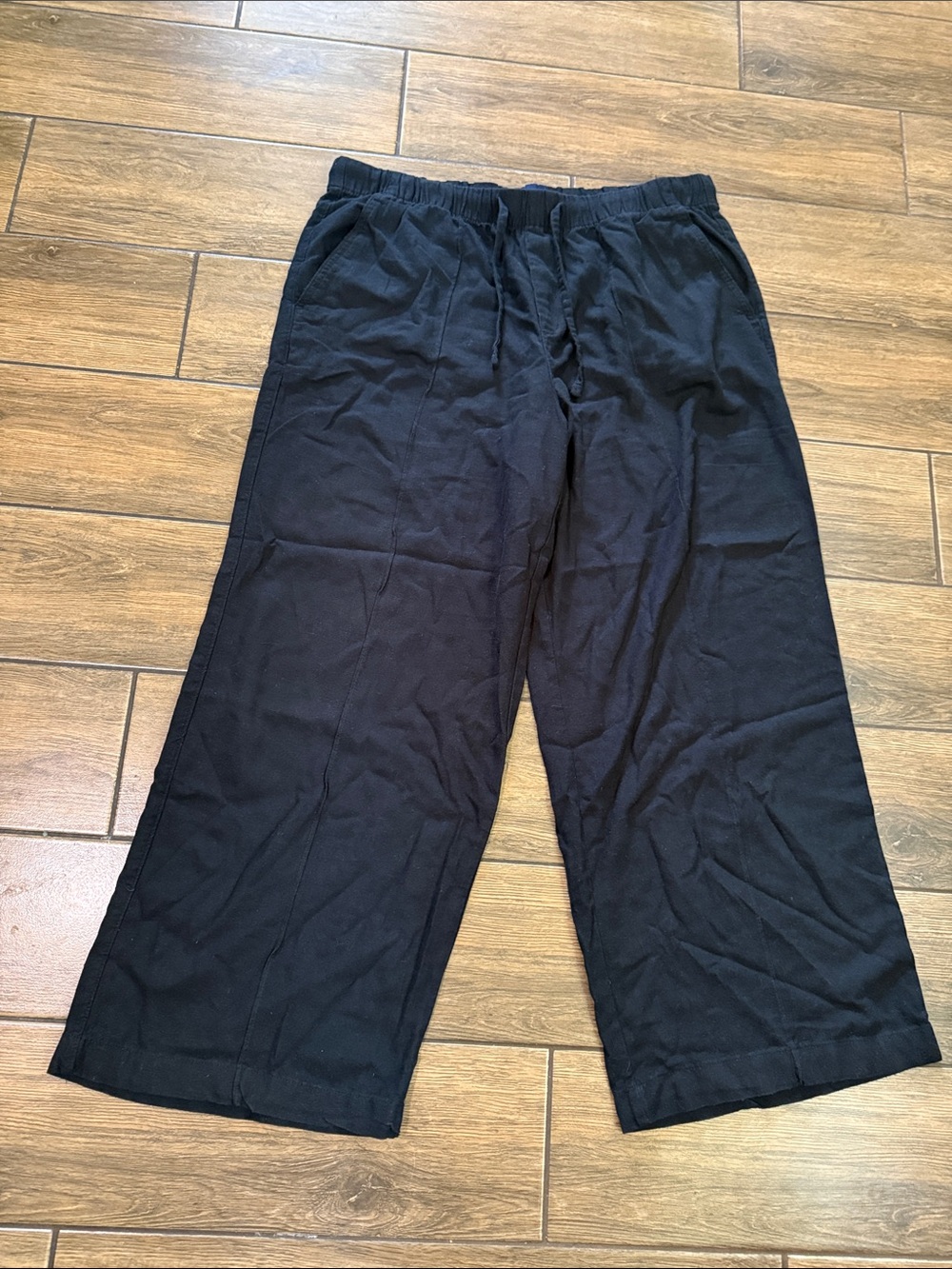 Gap Women's Linen Blend Pull-On Pant Size L Black